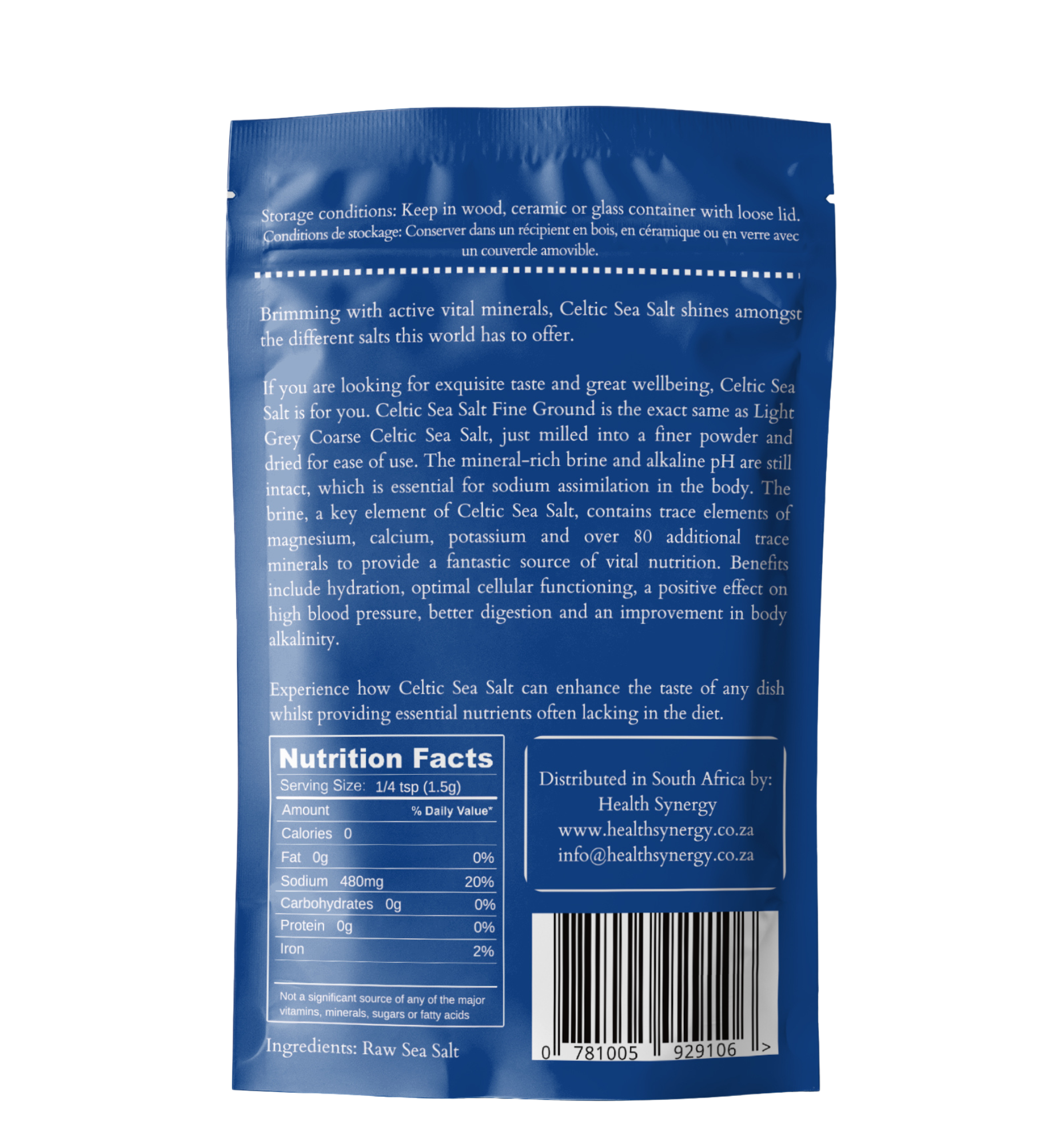 Celtic Sea Salt Light Grey Fine Ground 250g for sale in South Africa