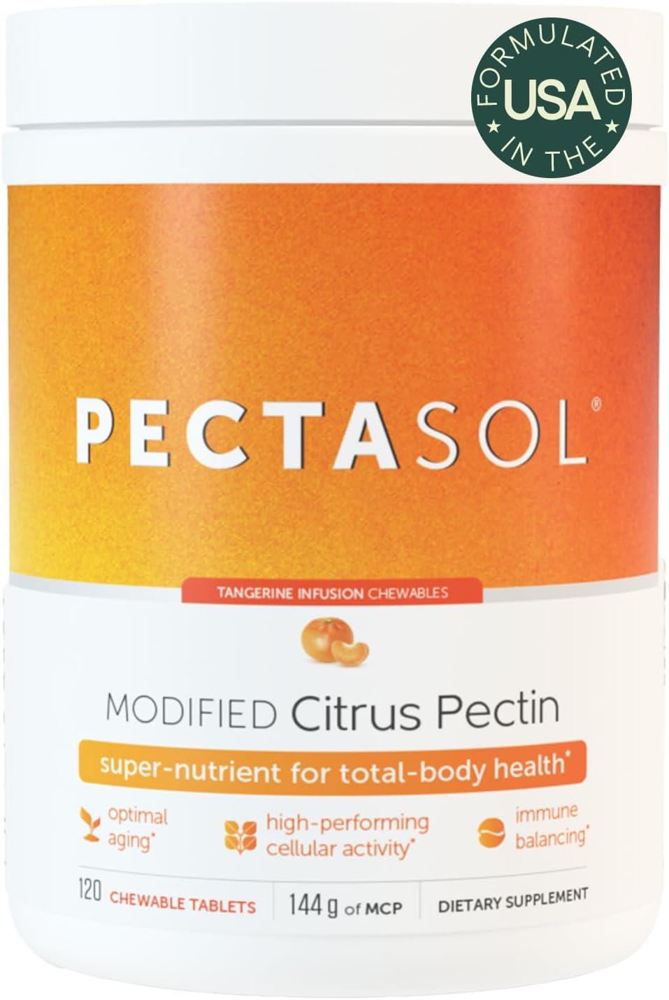 Econugenics PectaSol Modified Citrus Pectin - 120 Tangerine Chewable Tablets