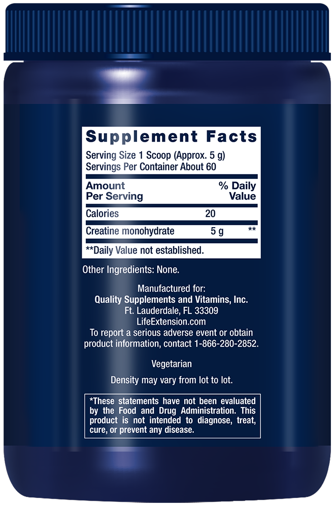 Life Extension Creatine Powder — Supplement Facts
