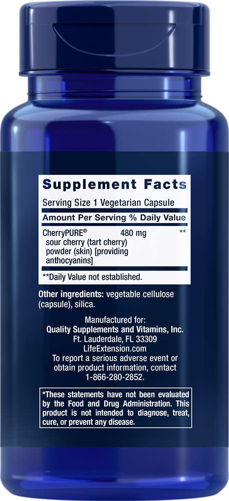 Life Extension Tart Cherry with CherryPURE — Supplement Facts