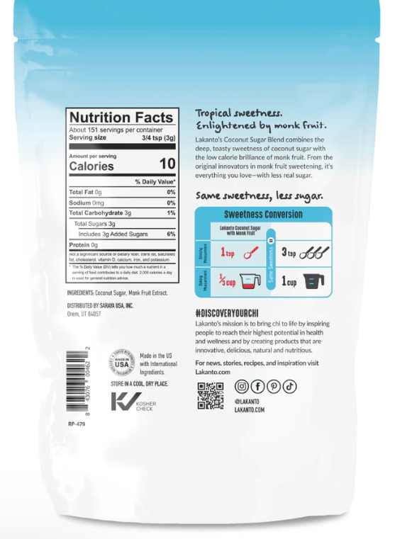 Lakanto Coconut Sugar with Monkfruit Sweetener 454g