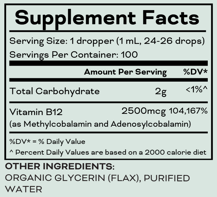 Orgamika Liquid B12 100ml - Methylcobalamin | Adenosylcobalamin