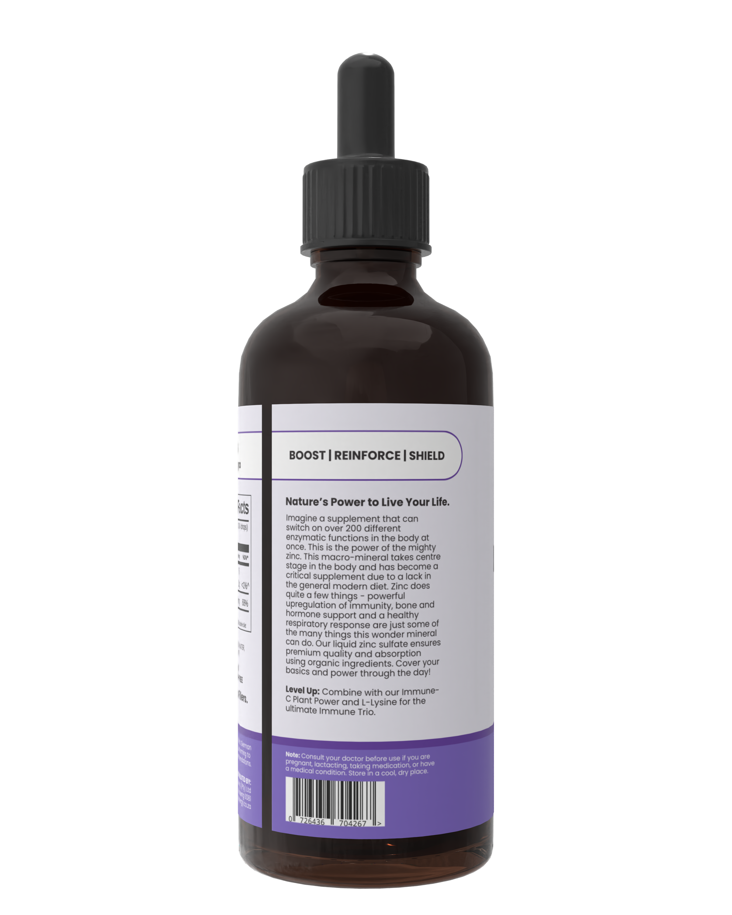 Bottle with a label on a white background