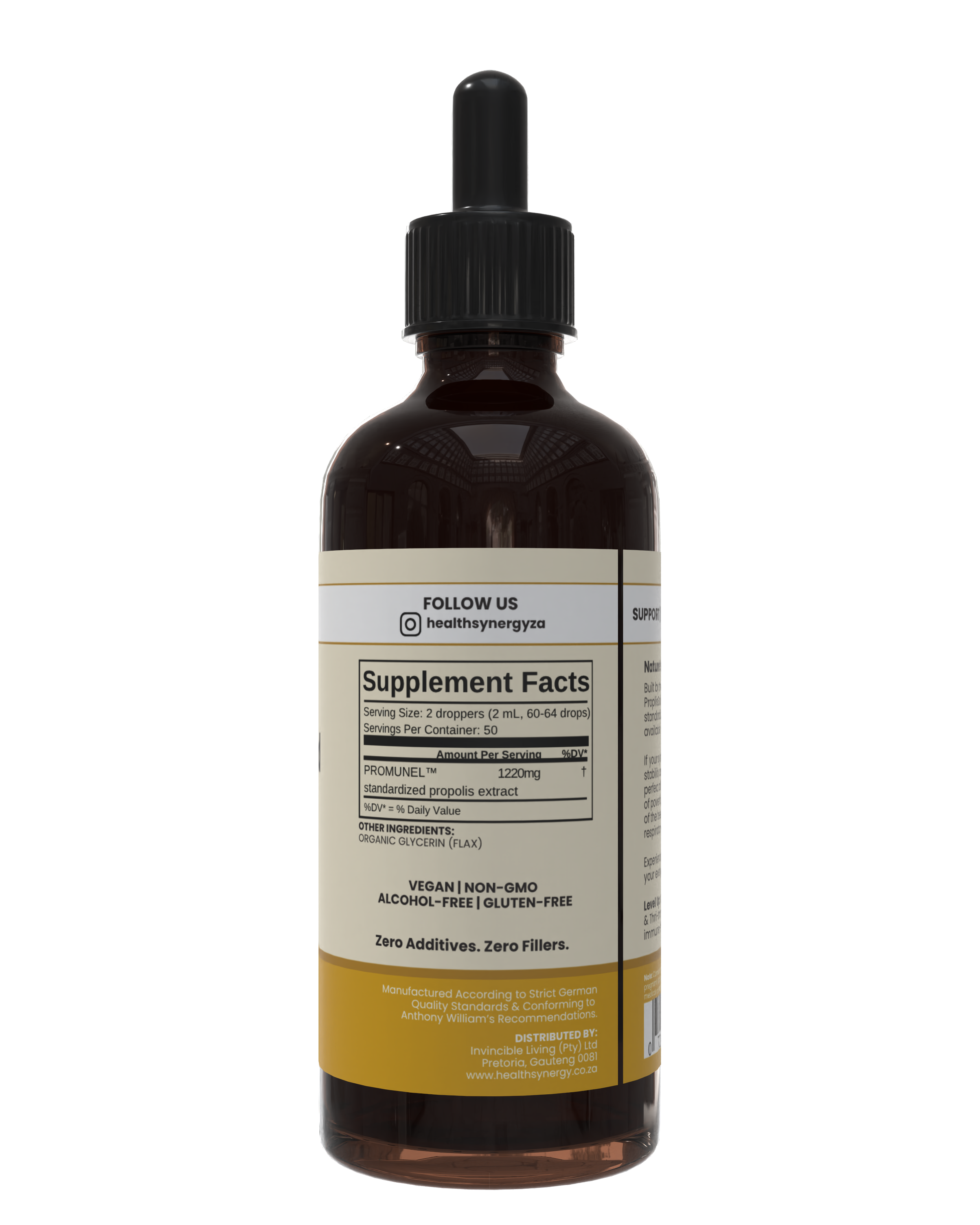 Bottle with a label on a white background