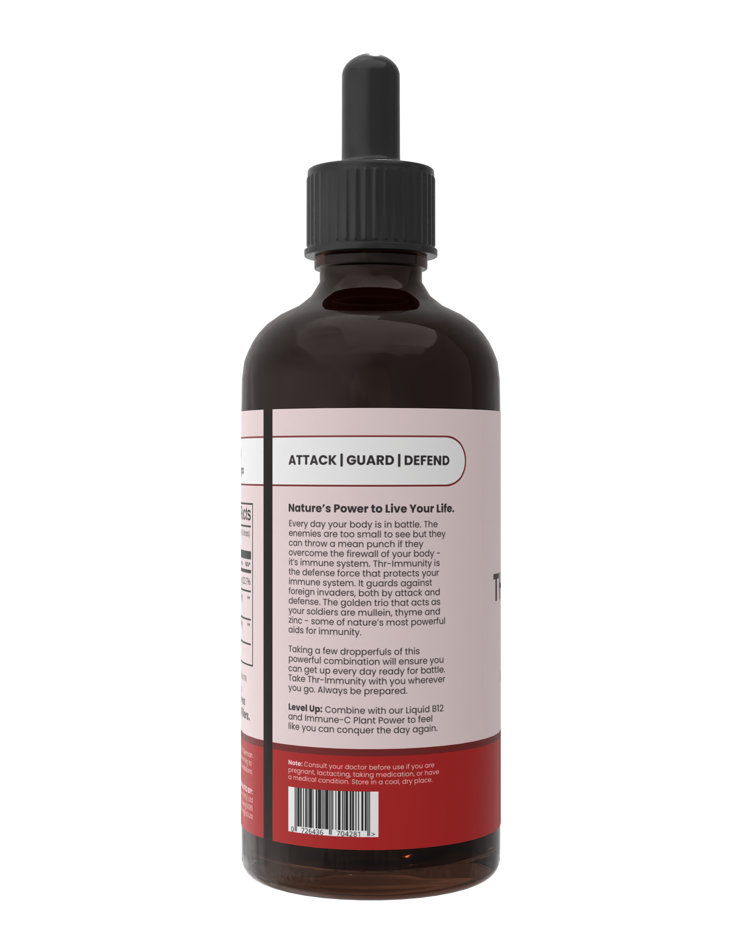 Bottle with a label on a white background