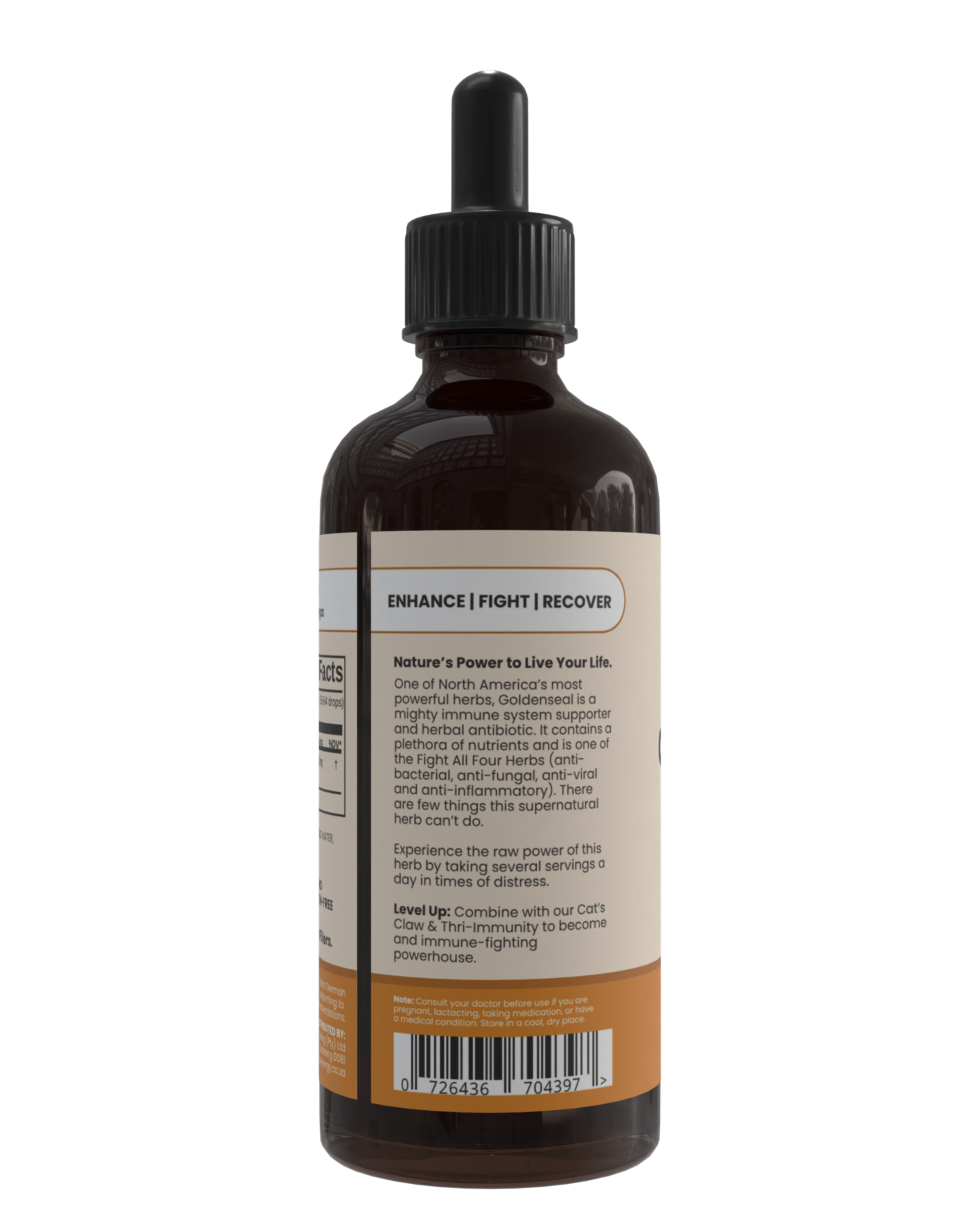 Bottle with a label on a white background