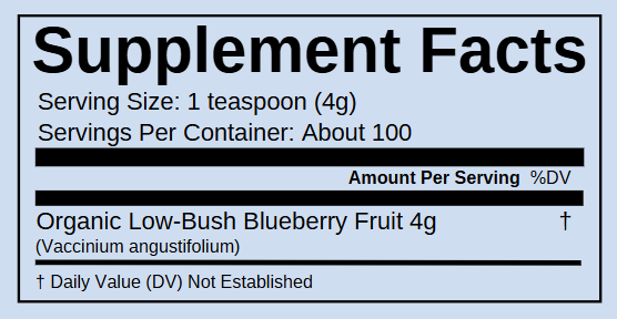 Orgamika Wild Blueberry Powder 400g - 100% Organic