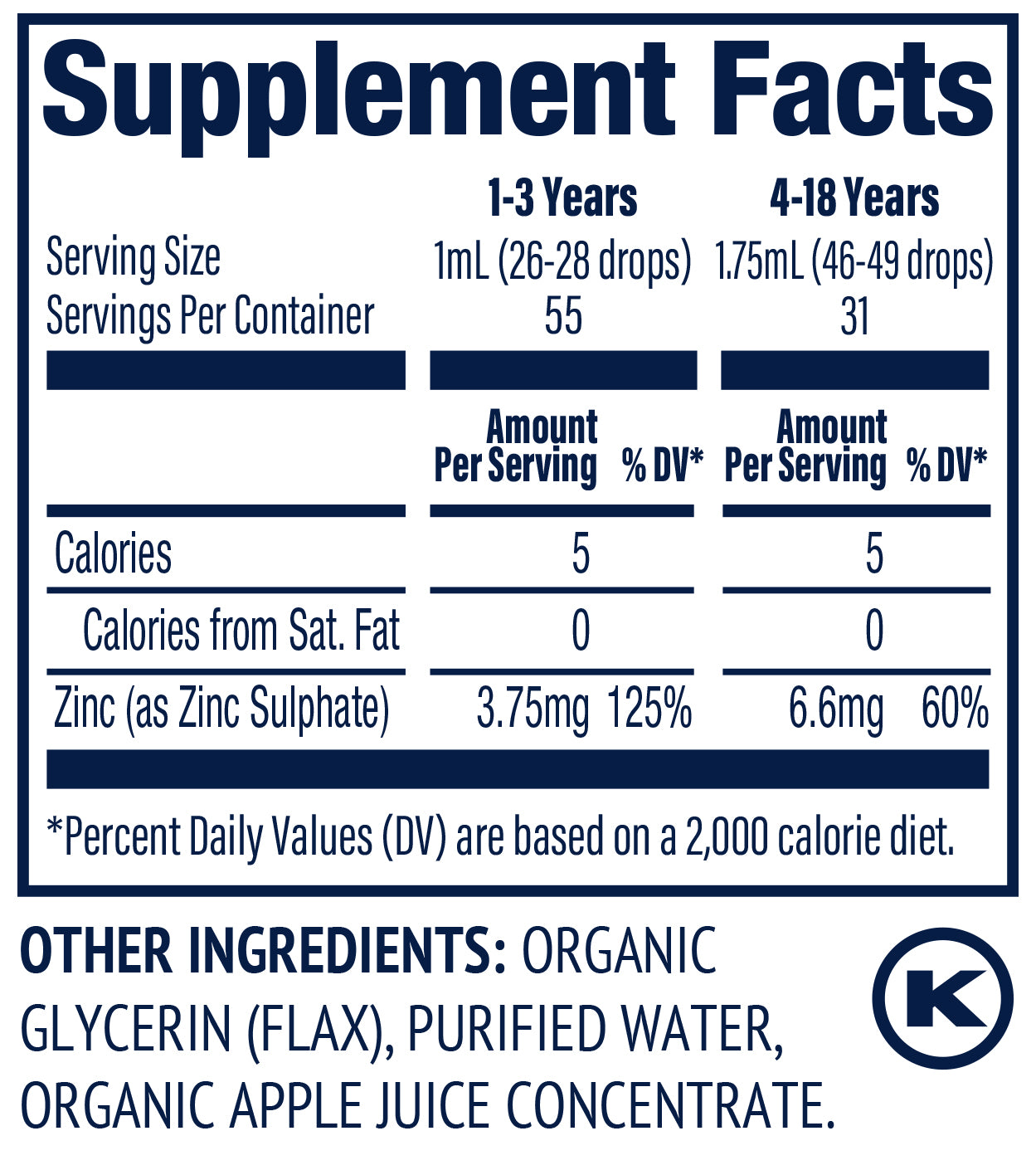 Vimergy Kids Organic Zinc Sulfate 55ml