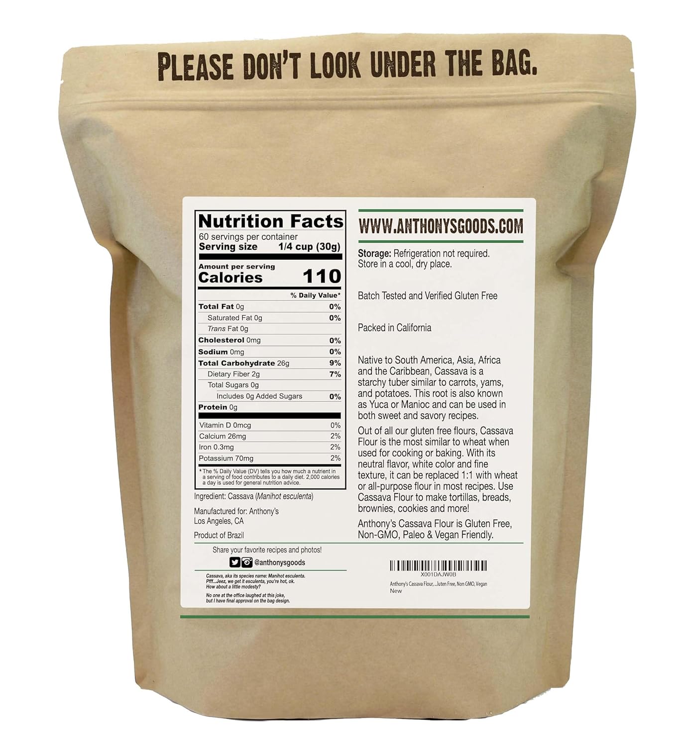 Anthony's Good Cassava Flour 1.81kg