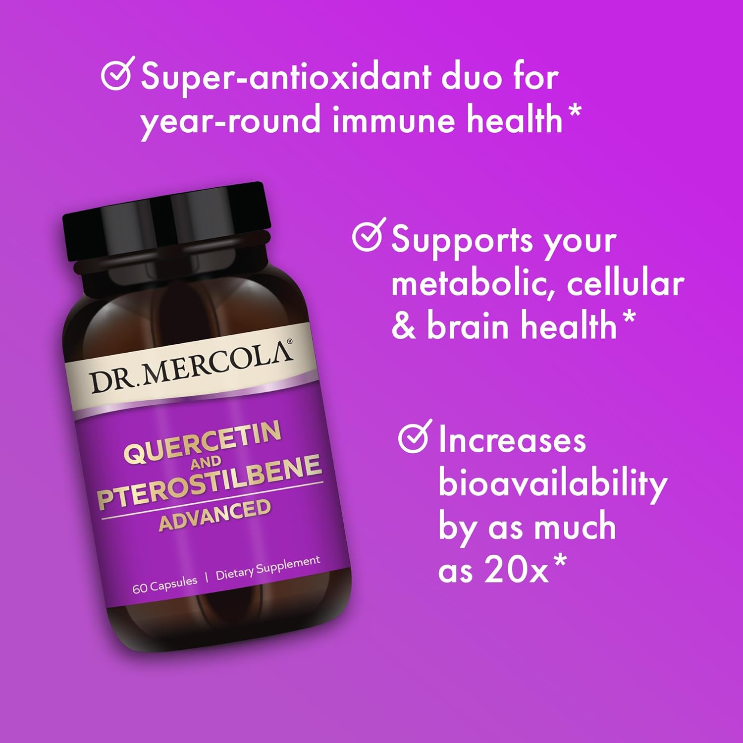 Dr Mercola Quercetin and Pterostilbene Advanced 60 Capsules (30 Day Supply)