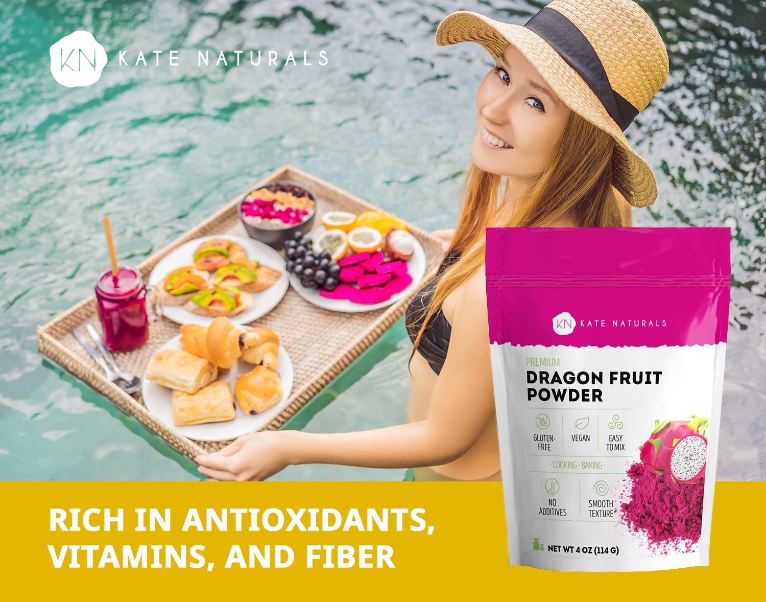 Kate Naturals Pitaya (Dragon Fruit Powder) 4oz (113g)