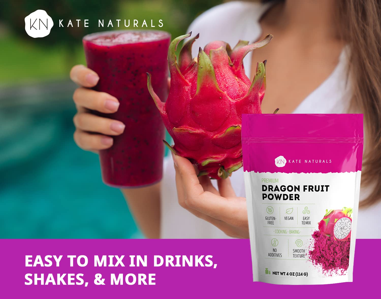 Kate Naturals Pitaya (Dragon Fruit Powder) 4oz (113g)