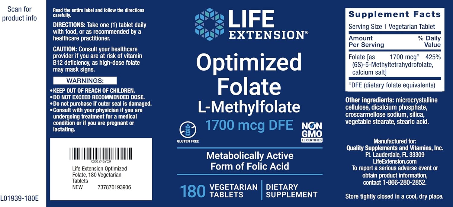 Life Extension Optimized Folate 1700 mcg