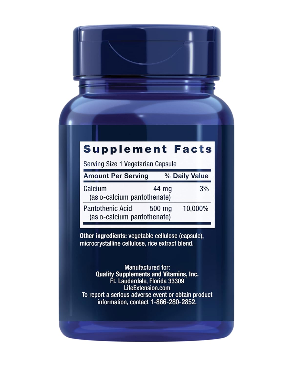 Life Extension Pantothenic Acid 500mg 100C