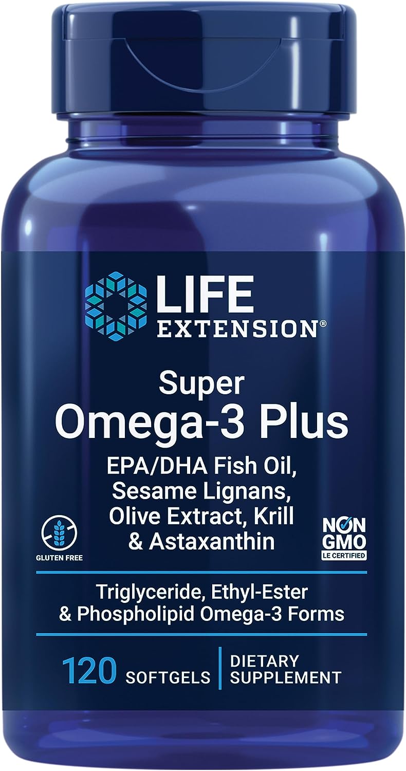 Life Extension Super Omega 3 + EPA/DHA Fish Oil with Krill & Astaxanthin 120C