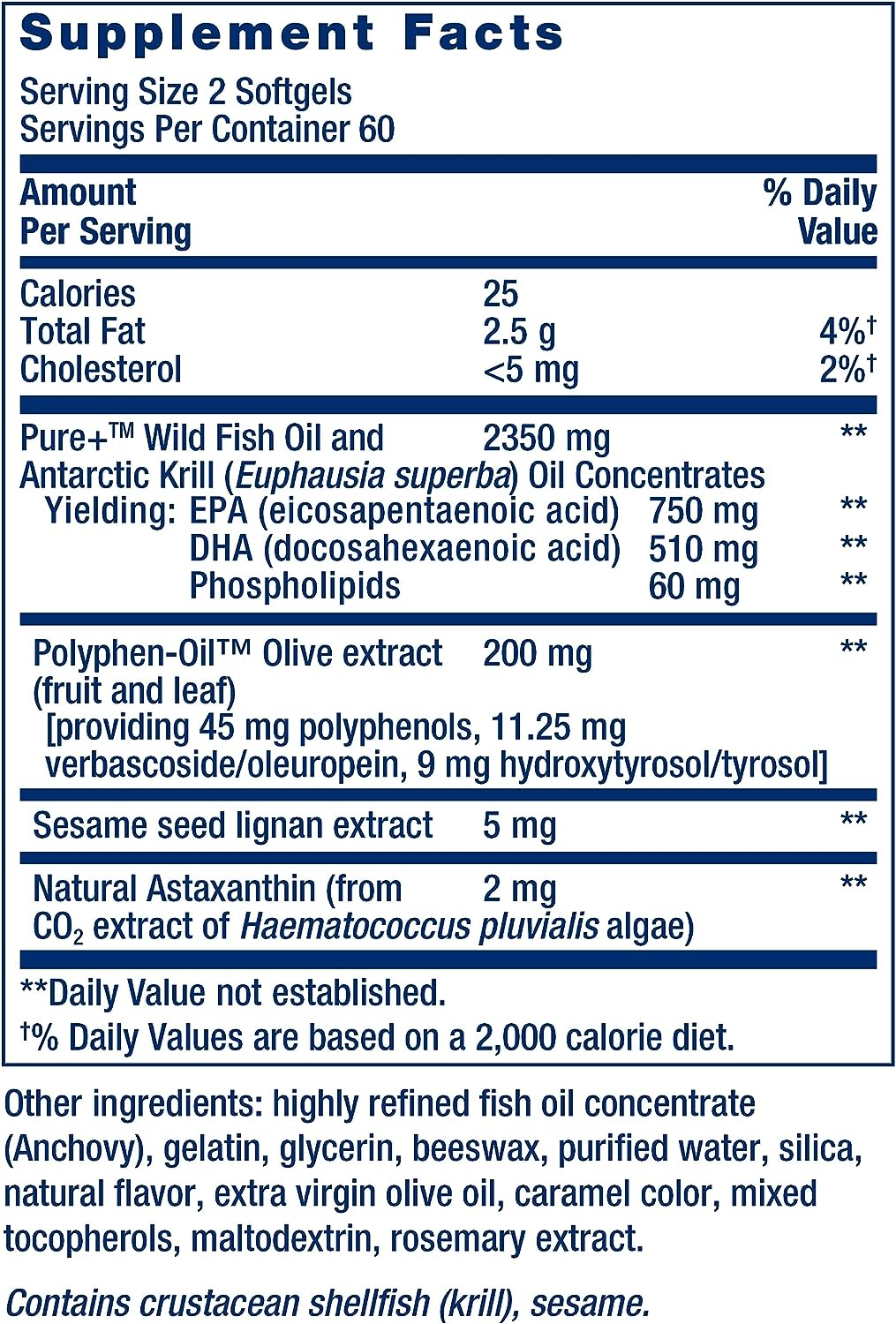 Life Extension Super Omega 3 + EPA/DHA Fish Oil with Krill & Astaxanthin 120C