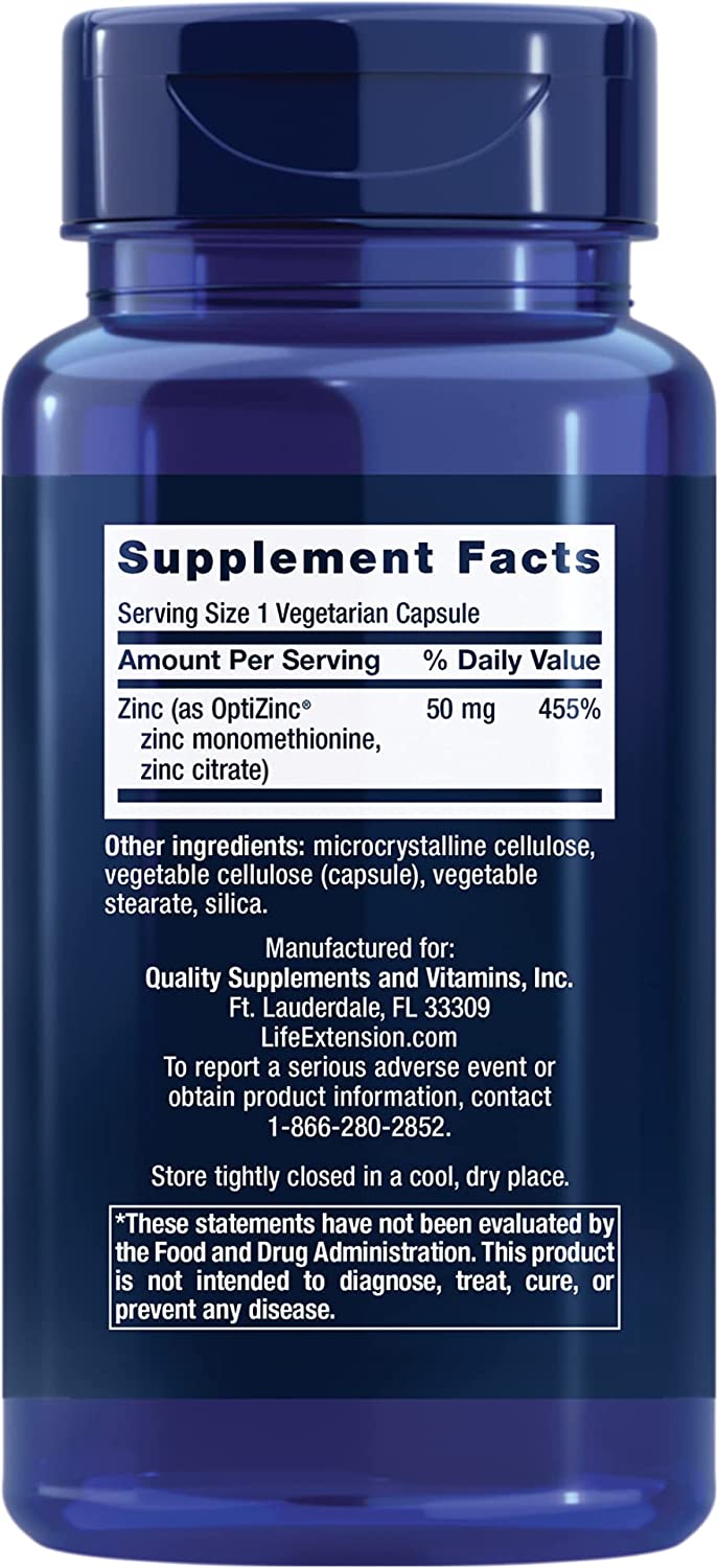 Life Extension Zinc Caps 50mg - 90 Capsules