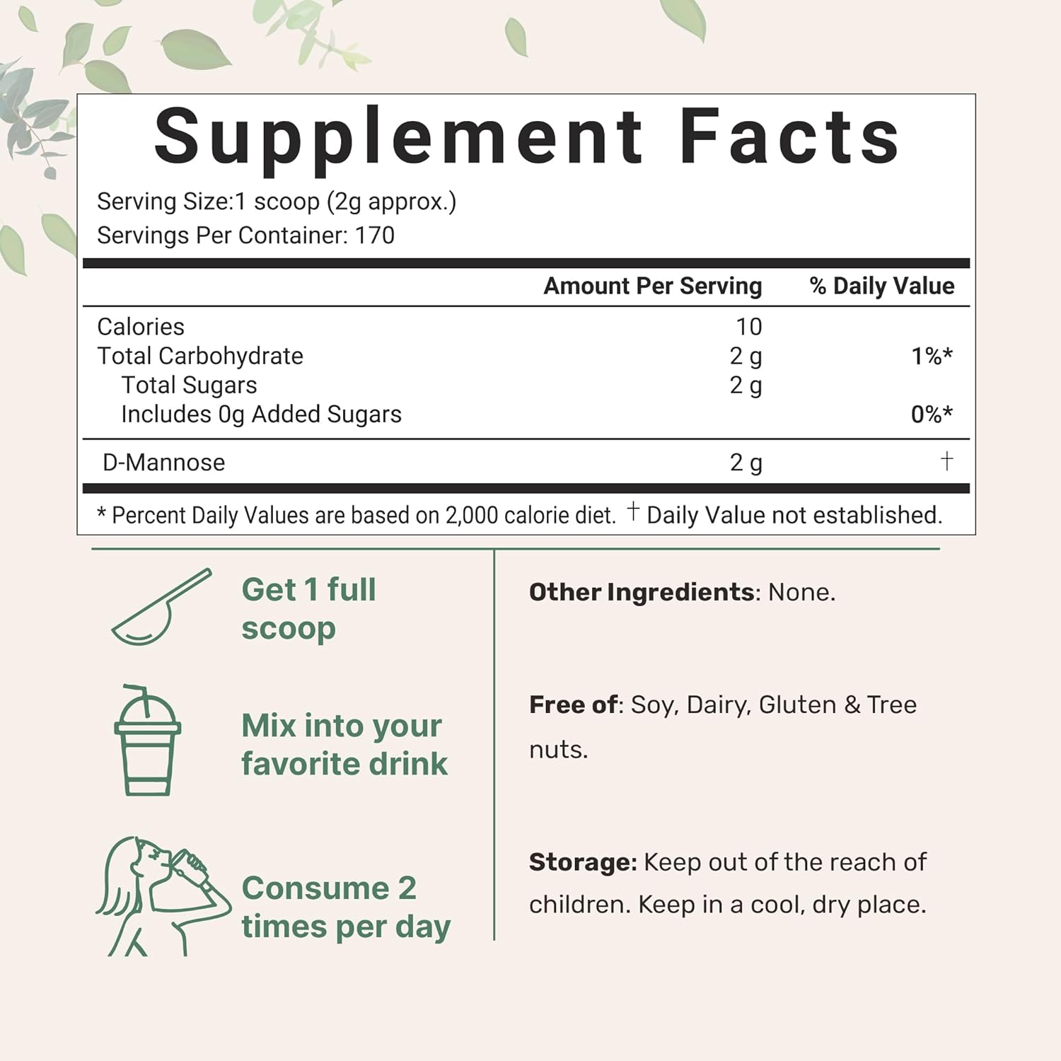 MicroIngredients D-Mannose Powder 340g (170 Servings)