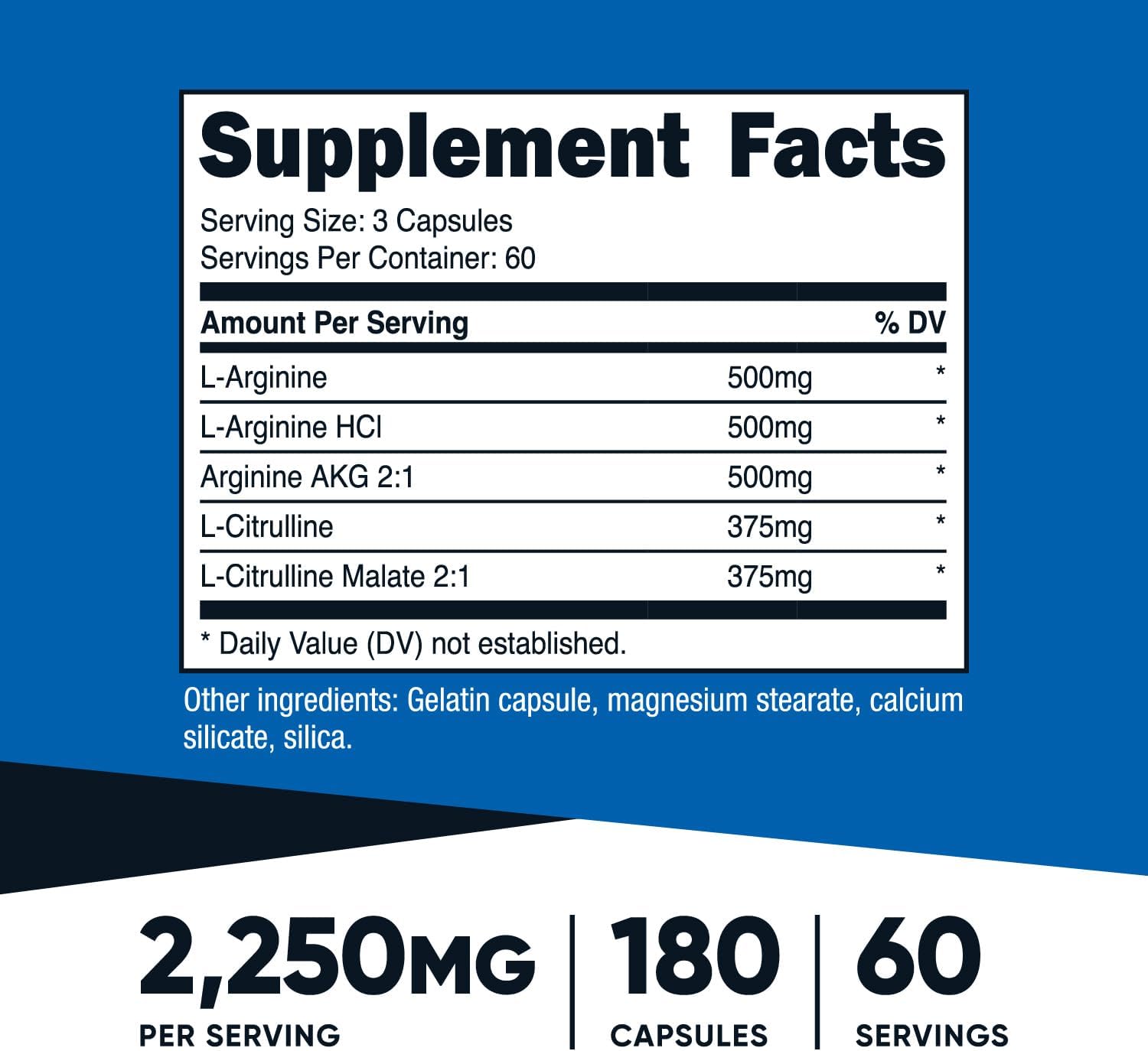 Nutricost Nitric Oxide Booster 2250mg 180C