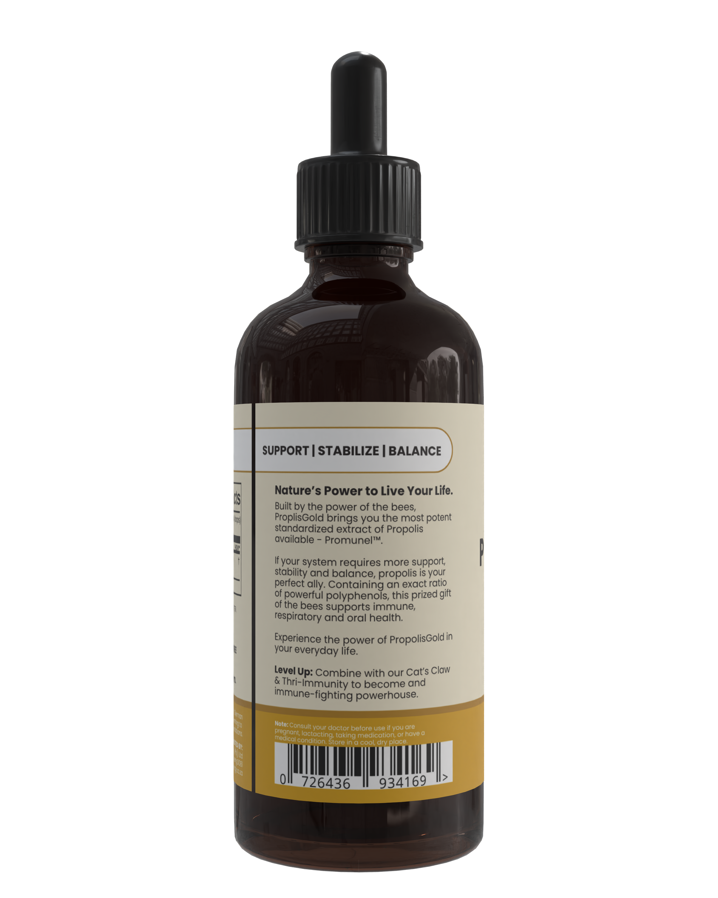 Bottle with a label on a white background