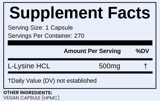 Orgamika L-Lysine 270 Capsules