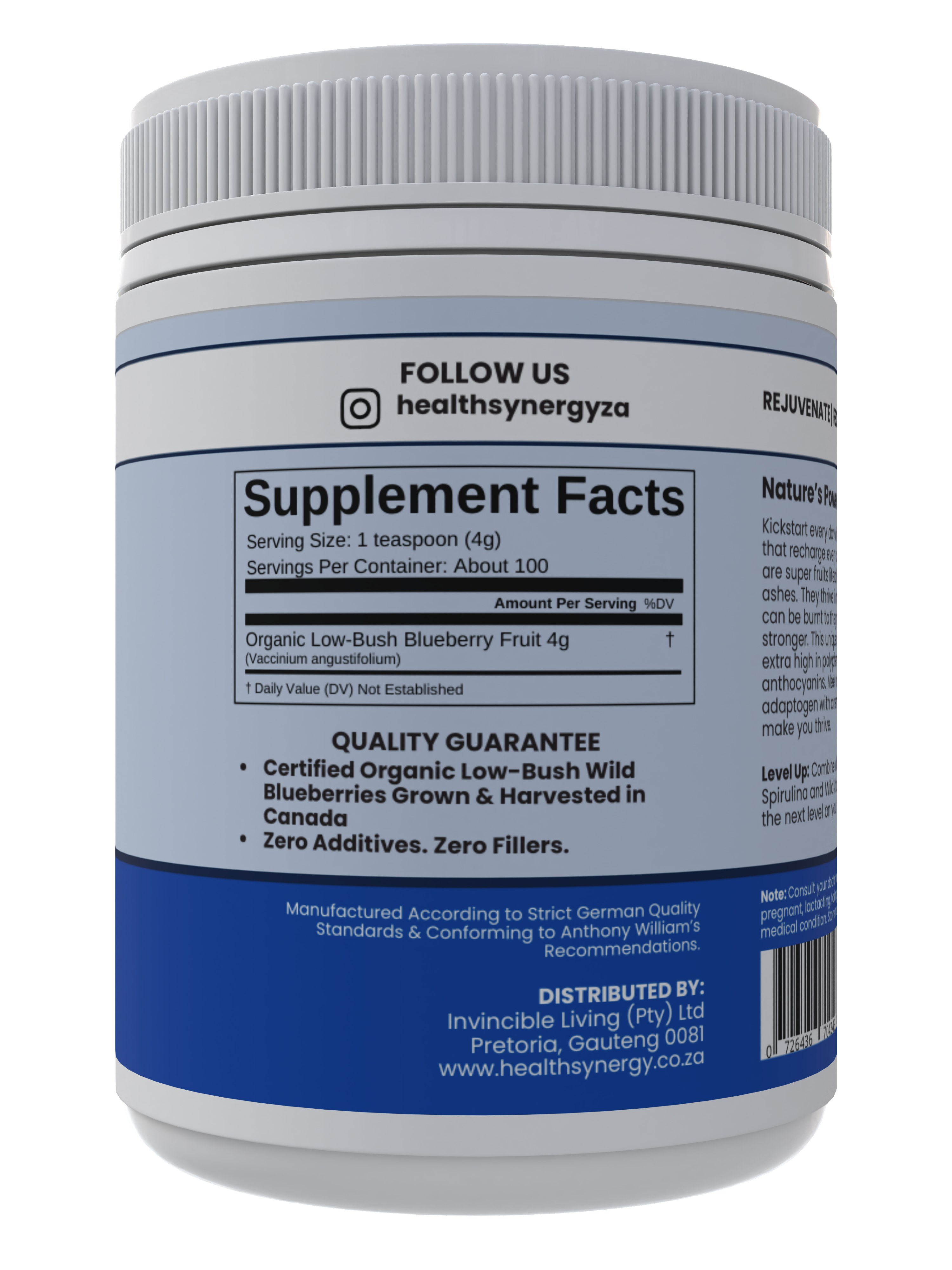 Orgamika Wild Blueberry Powder 400g - 100% Organic