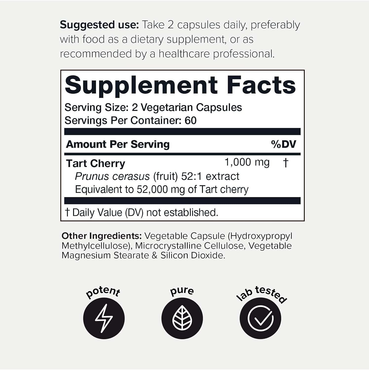 Toniiq Ultra High Strength Tart Cherry Capsules - 52,000mg 52x Concentrated Extract