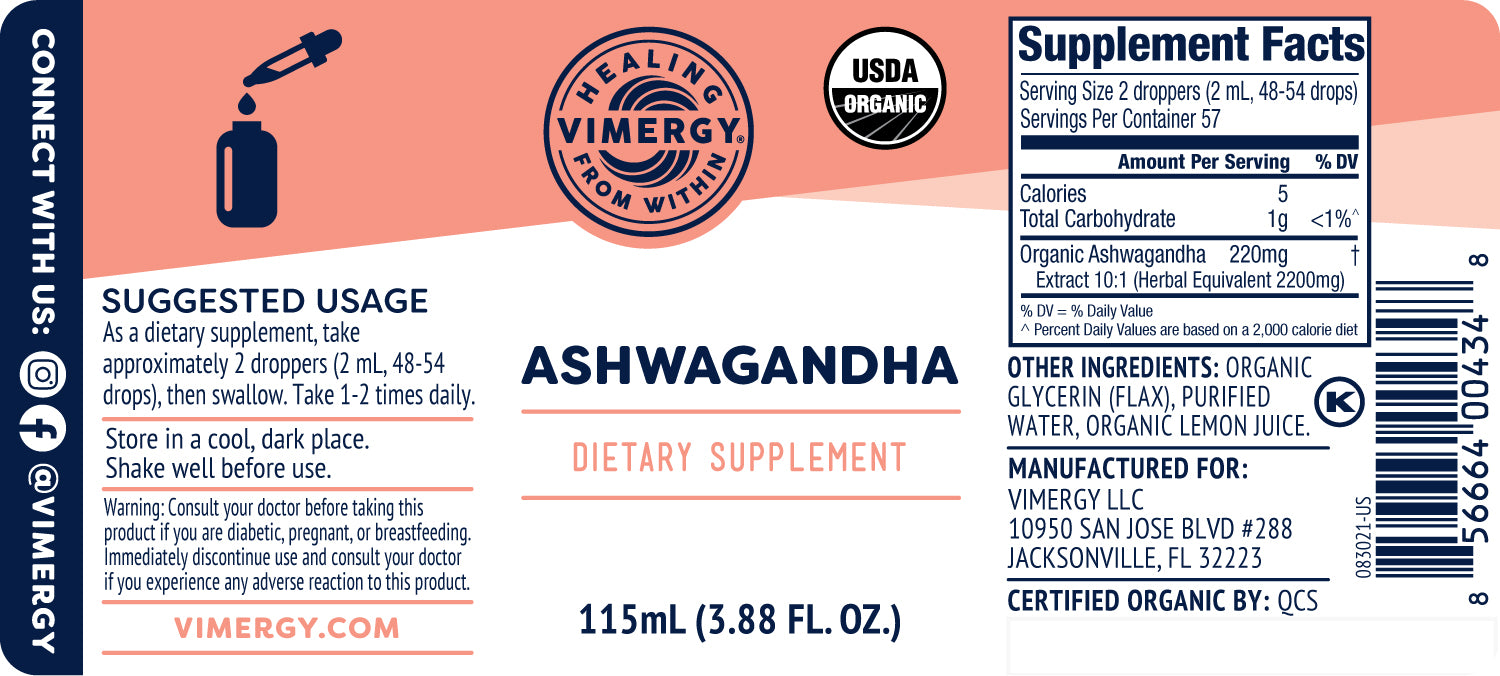 Vimergy Organic Ashwagandha 10:1 115ml