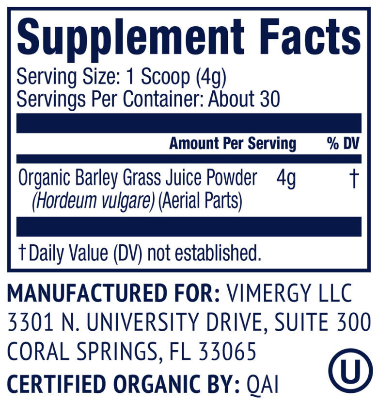 Vimergy Organic Barley Grass Juice 120g