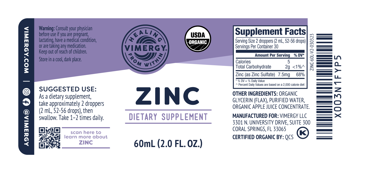 Vimergy Organic Zinc Sulfate 60ml