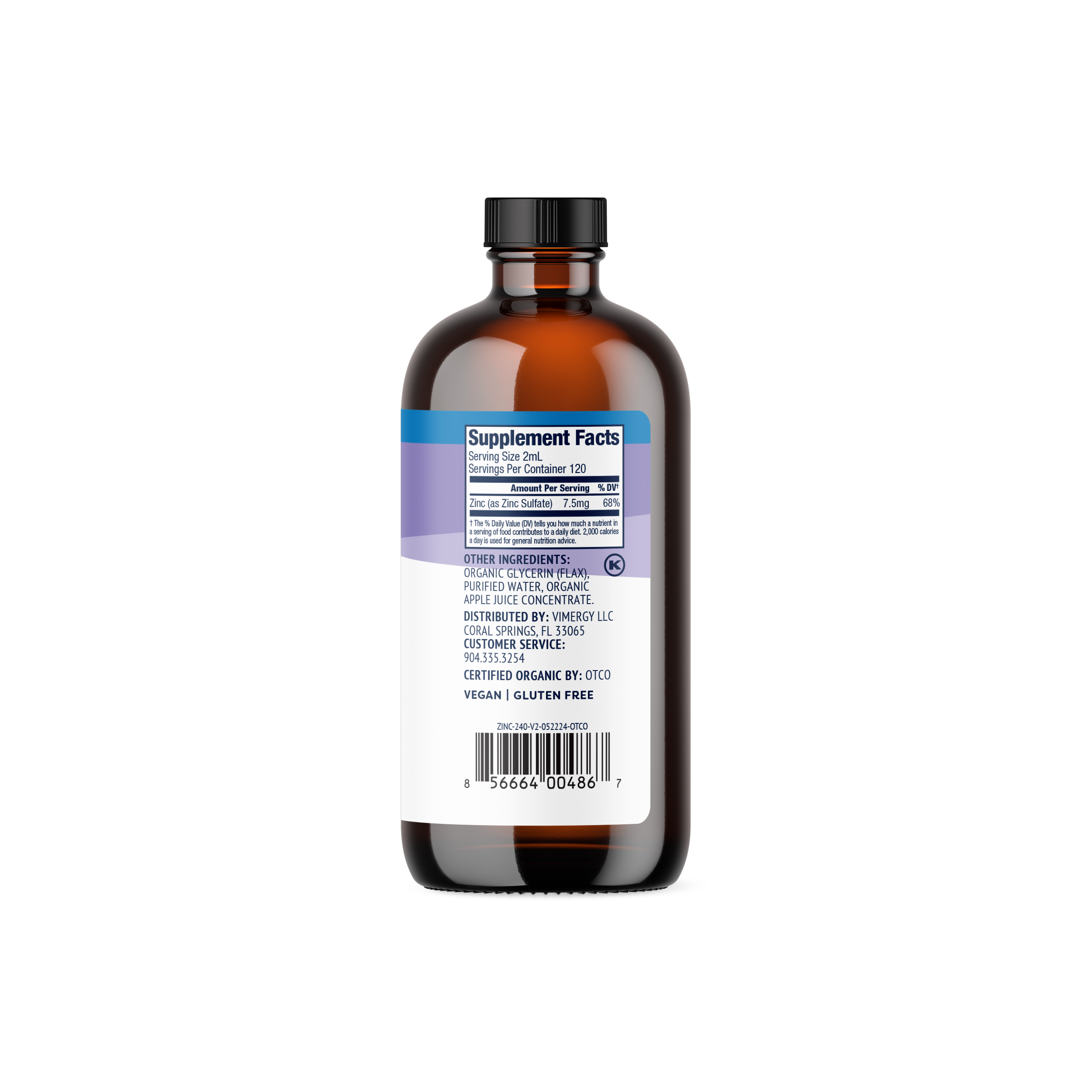 Vimergy Organic Zinc Sulfate 240ml | Refill Size