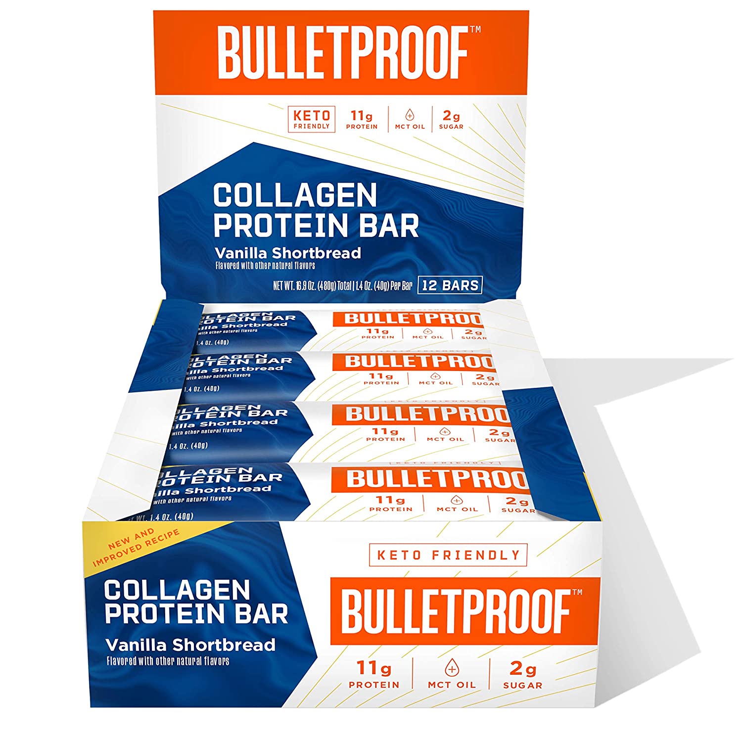 Bulletproof Collagen Protein Bar - Vanilla Shortbread (12 pack)