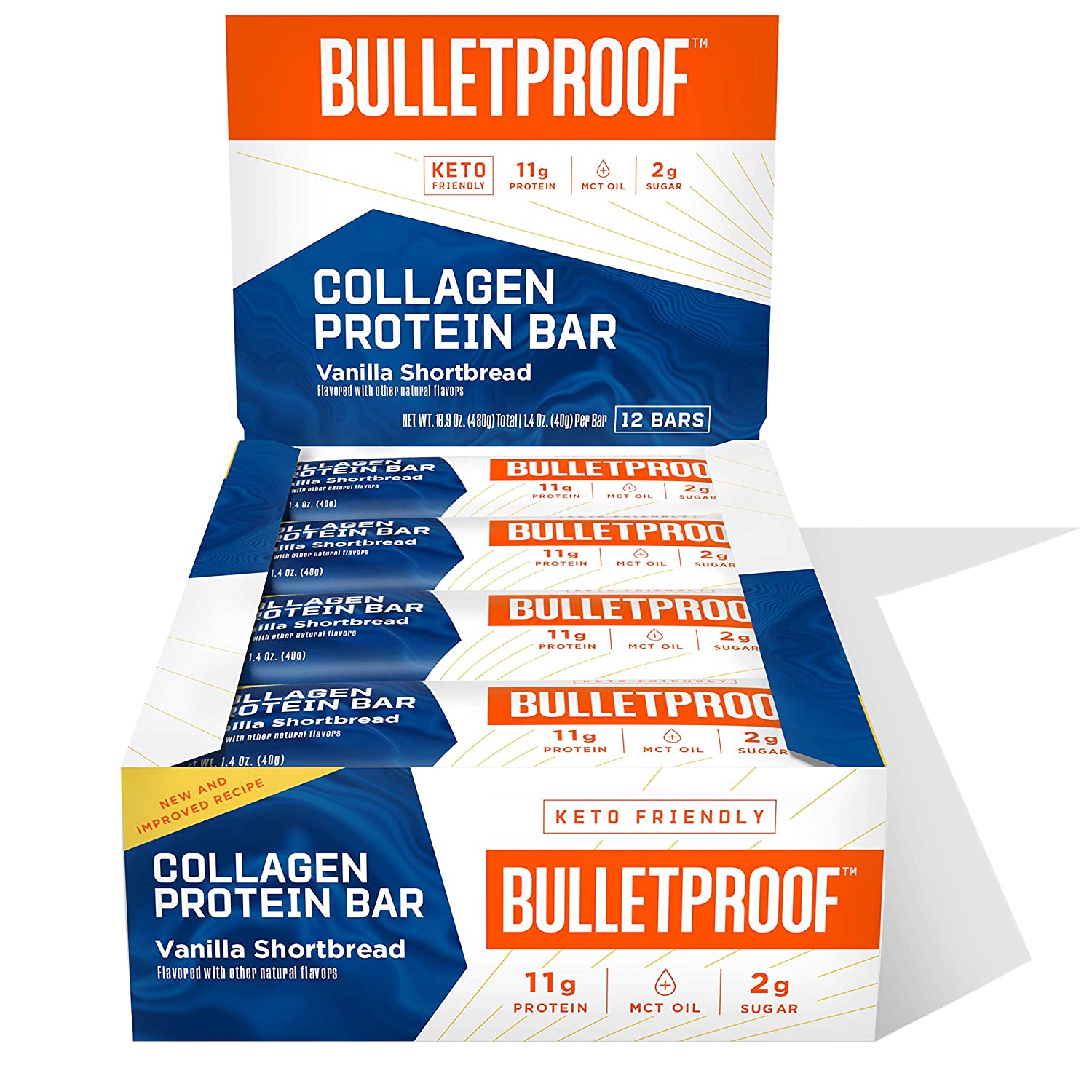 Bulletproof Collagen Protein Bar - Vanilla Shortbread (12 pack)