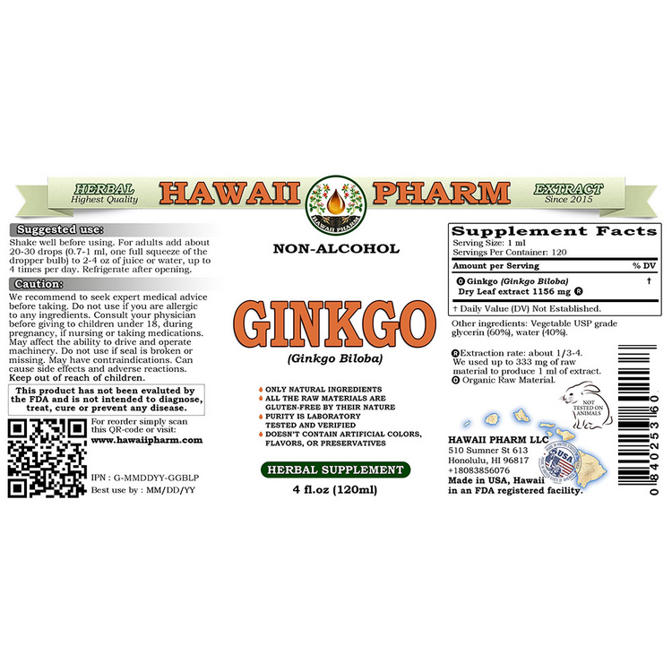 Hawaii Pharm Gingko Biloba 120ml