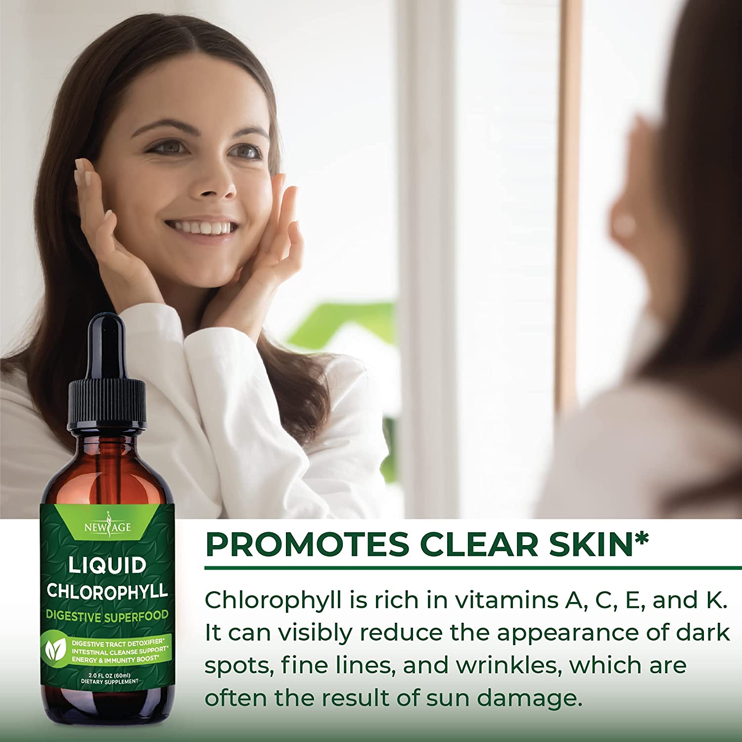NewAge Liquid Chlorophyll Drops 60ml - Internal Deodorant, Detoxifier, Energy Support