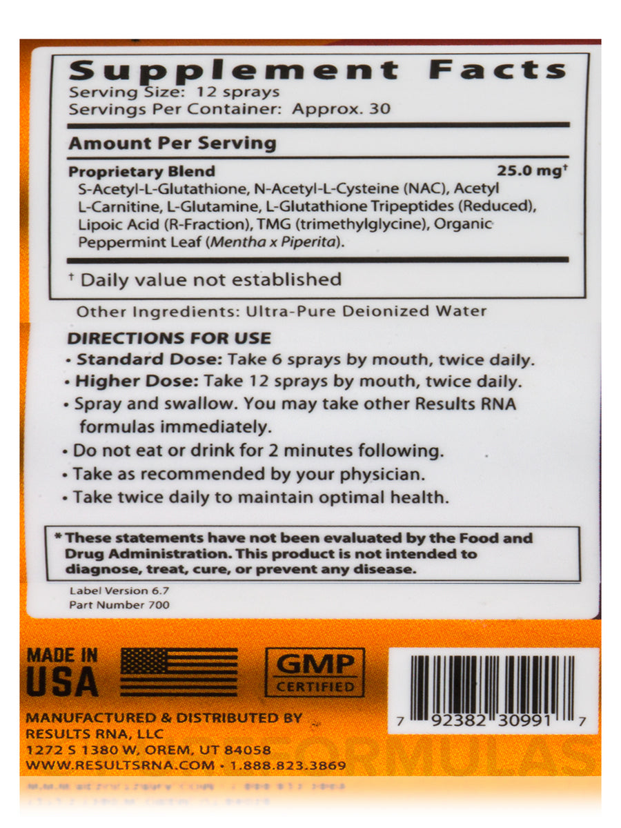 Results RNA ACG Glutathione 2 oz