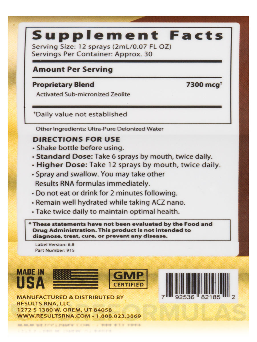 Results RNA ACZ Zeolite 2 oz