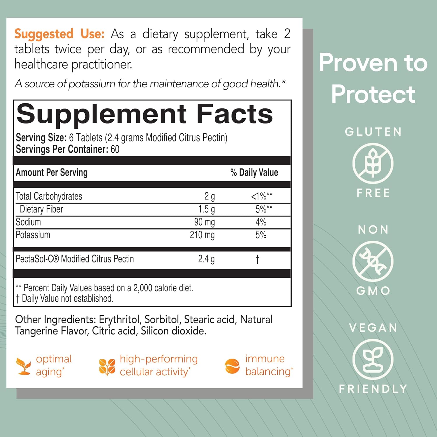 Econugenics PectaSol Modified Citrus Pectin - 120 Tangerine Chewable Tablets