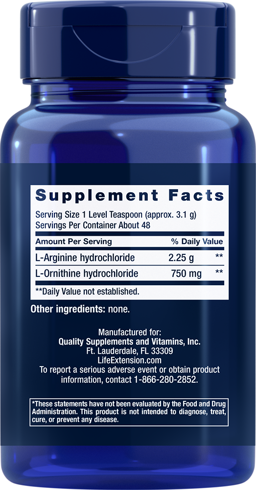 Life Extension Arginine Ornithine Powder — Supplement Facts