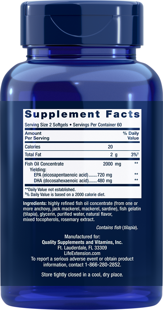 Life Extension Mega EPA/DHA — Supplement Facts