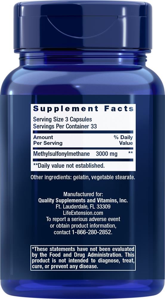 Life Extension MSM — Supplement Facts