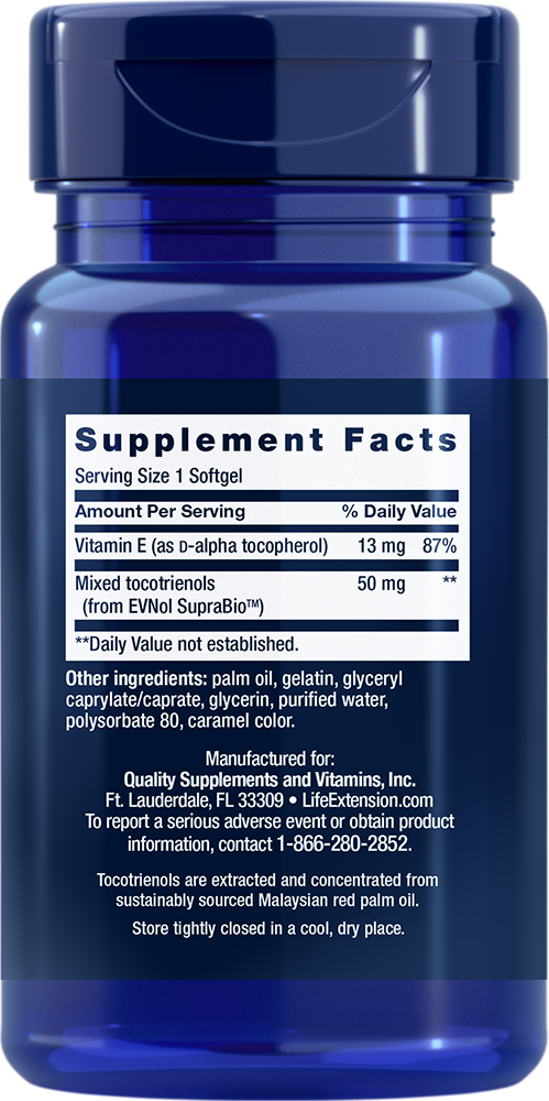 Life Extension Super Absorbable Tocotrienols — Supplement Facts