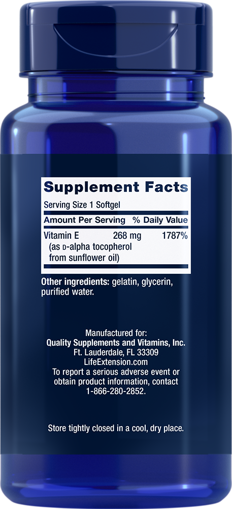 Life Extension Super Vitamin E — Supplement Facts
