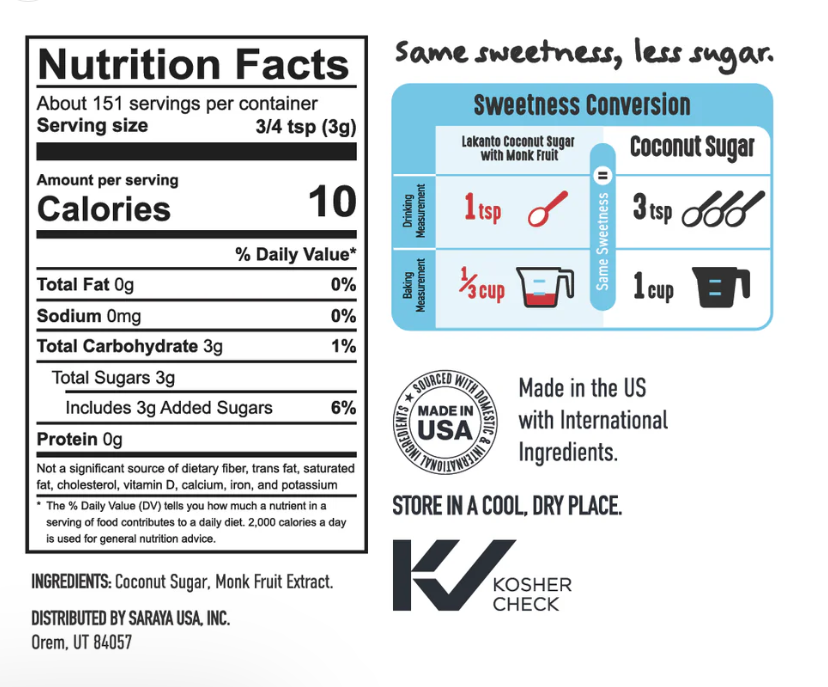 Lakanto Coconut Sugar with Monkfruit Sweetener 454g