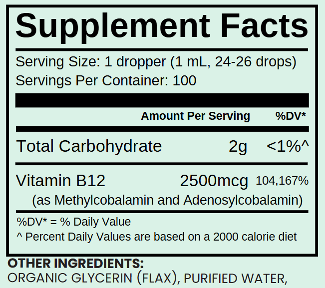 Organica Liquid B12 100ml - Methylcobalamin | Adenosylcobalamin