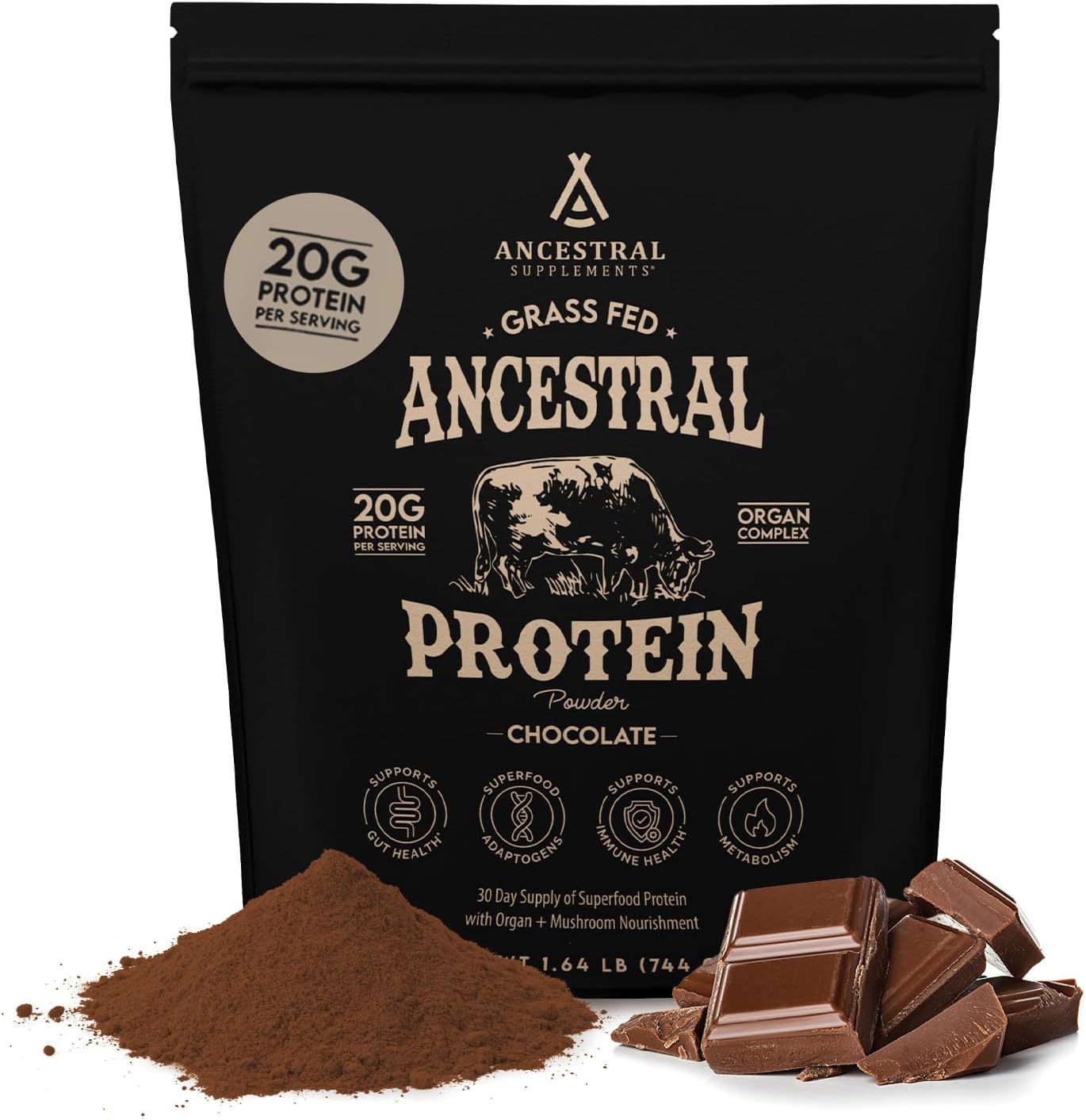 Ancestral Supplements Grass Fed Protein Powder (Chocolate)