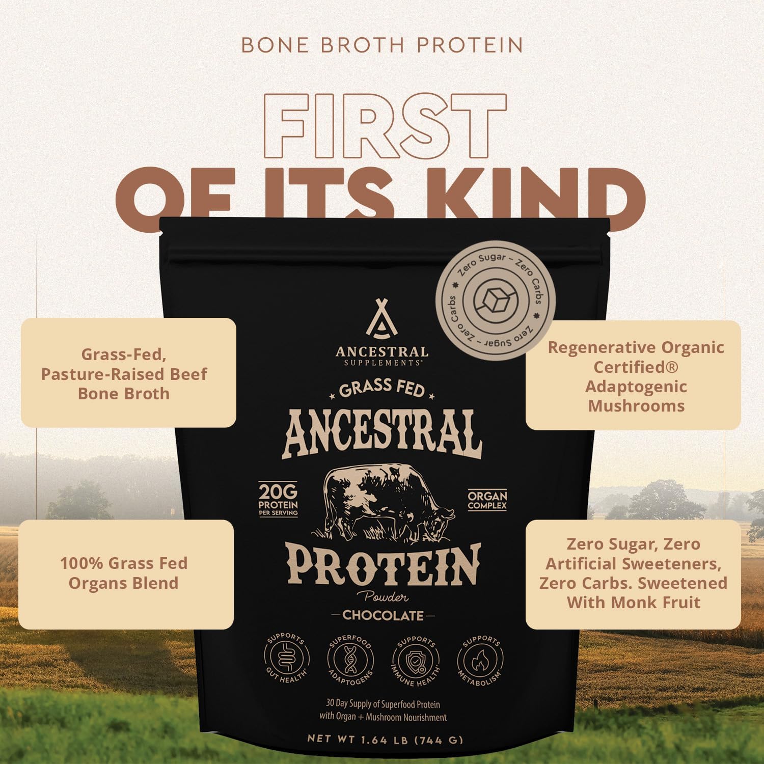 Ancestral Supplements Grass Fed Protein Powder (Chocolate)