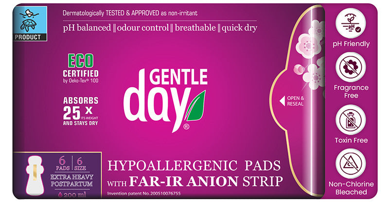 Gentle Day Organic Pads Postpartum/Extra Heavy Flow 6s