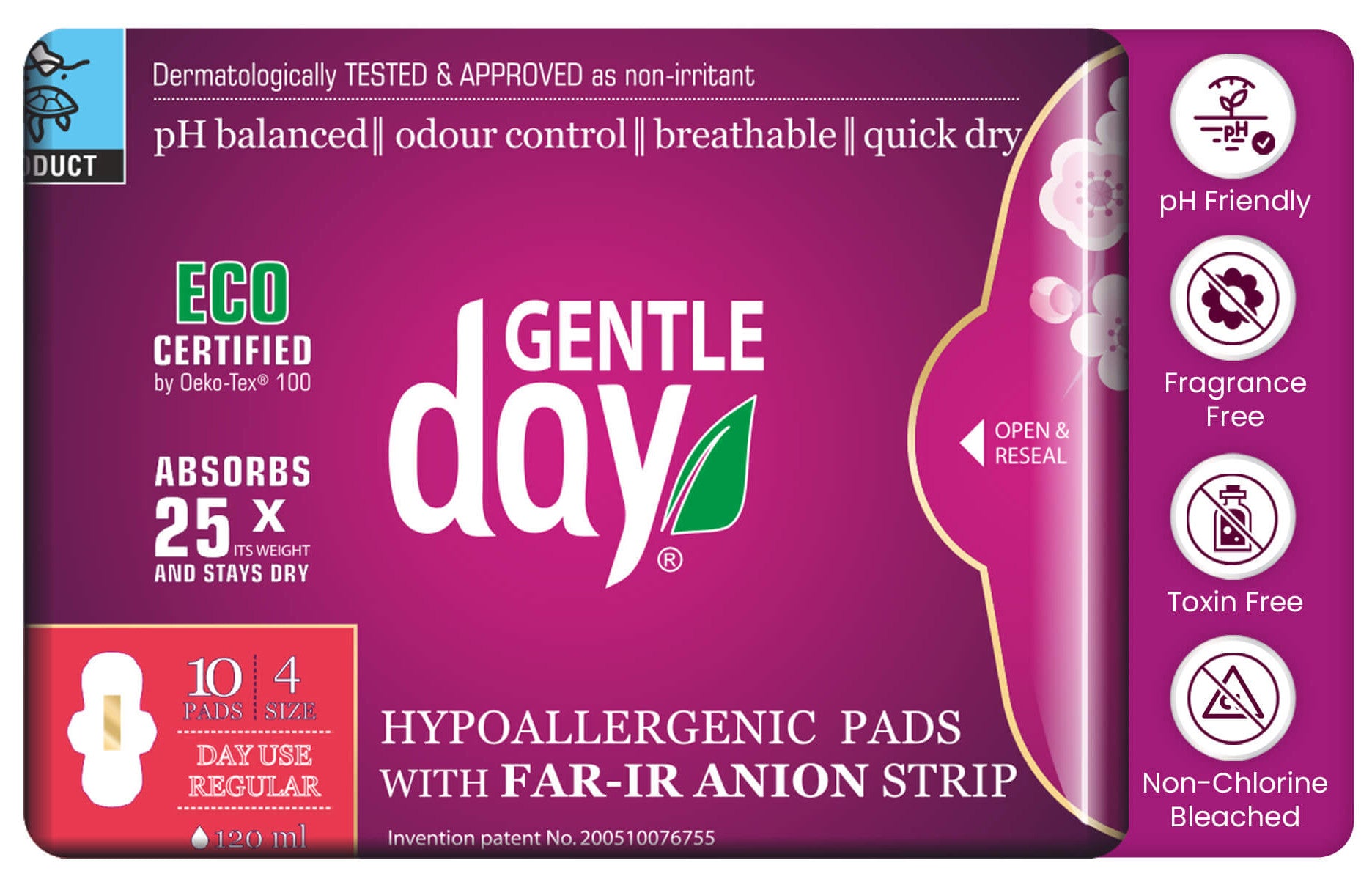 Gentle Day Organic Pads Regular Flow 10s