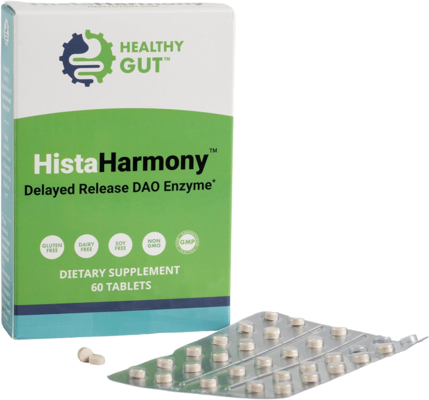 Healthy Gut HistaHarmony | Delayed Release DAO Histamine Support Enzyme | 60 Servings